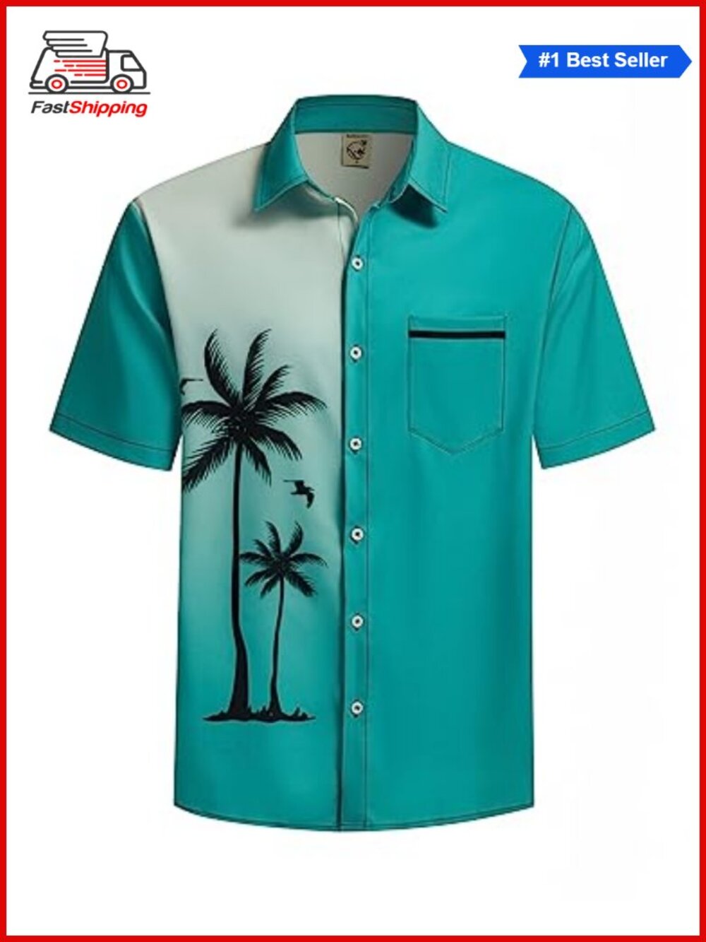 ✨ Hardaddy Men's Hawaiian Shirt Short Sleeve Coconut Print Button Down Beach